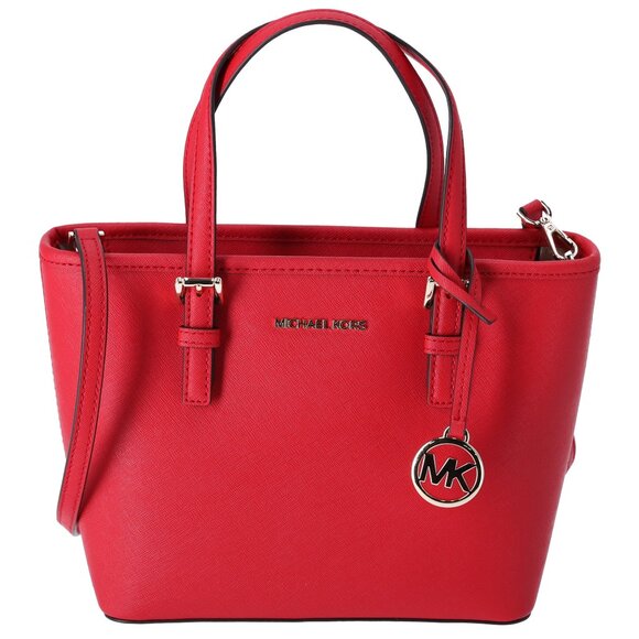 Michael Kors Jet Set Small XS Carryall Convertible Tote Crossbody Bright Red - Picture 3 of 8